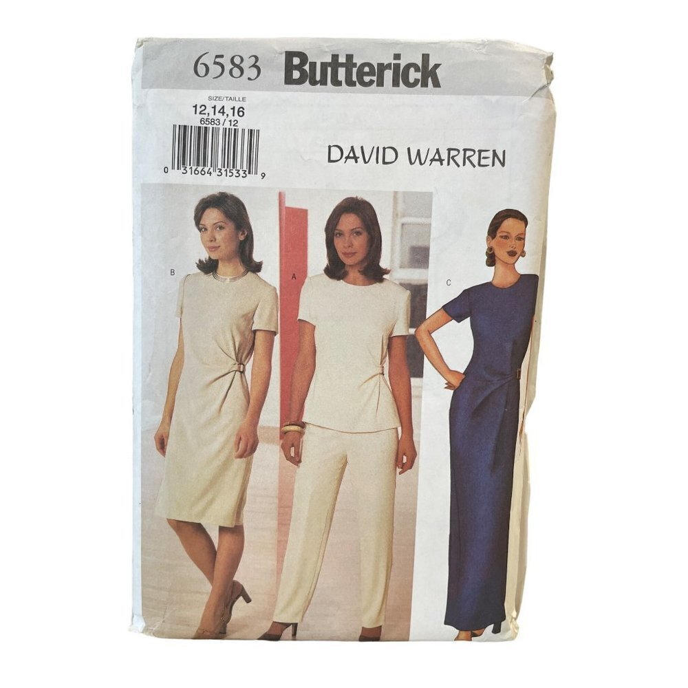 Butterick Sewing Pattern 6583 Dress Pants Top Misses‎ Size 12-16